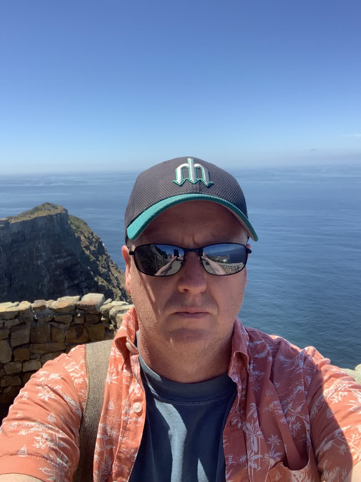 A selfie with two oceans in the background