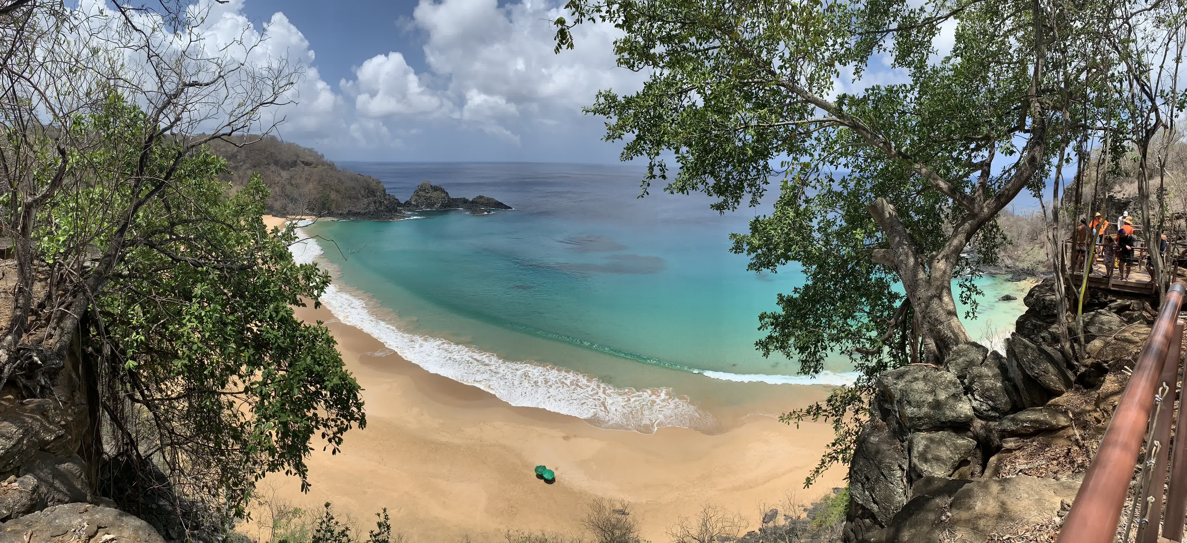 Panoramic view of The Best Beach in the World, accessible only after a bit of spelunking